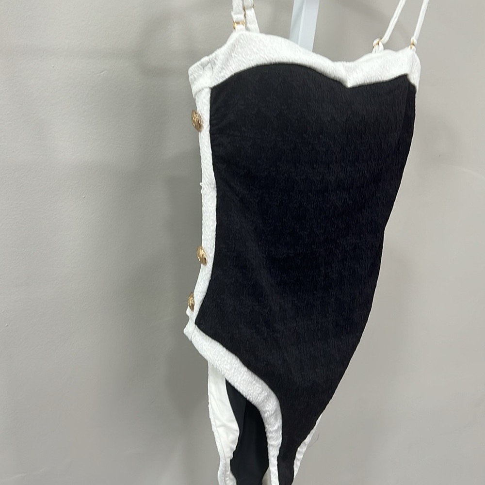 Tory Colorblock Chic Bandeau One Piece Swimsuit in Black - Picture 4 of 12